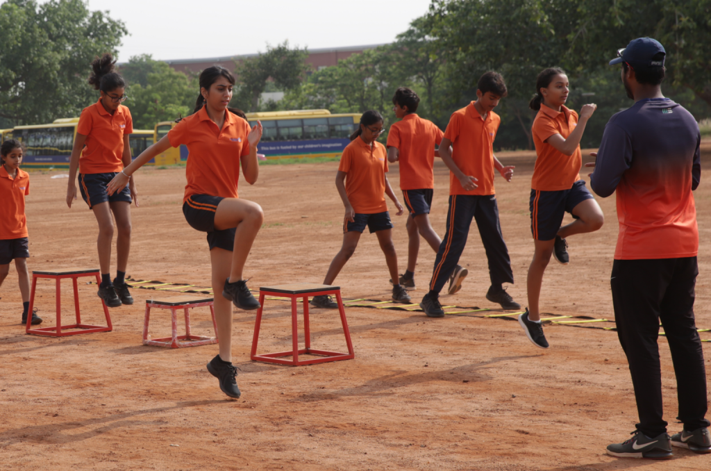 Students engaging in physical education