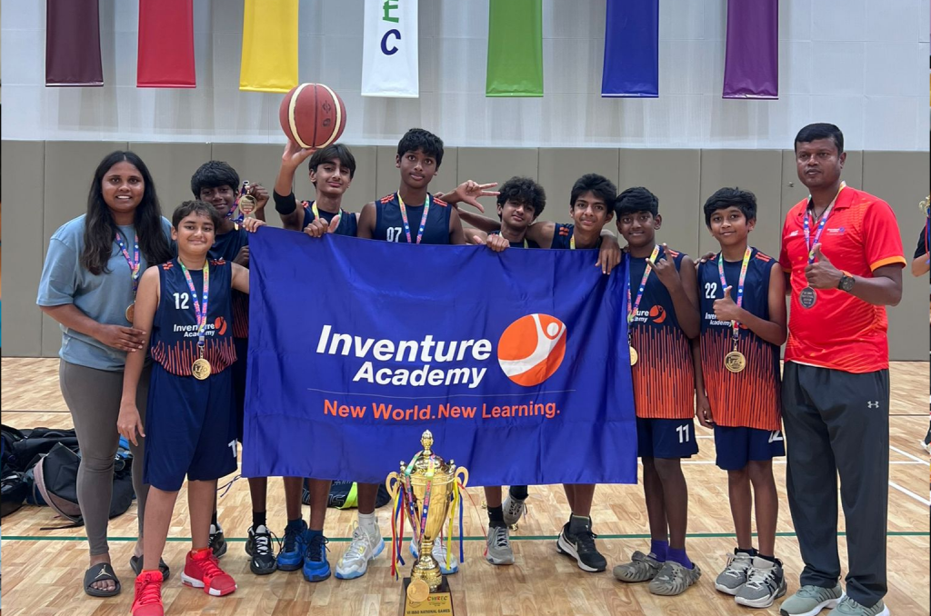 Basketball team victory celebration