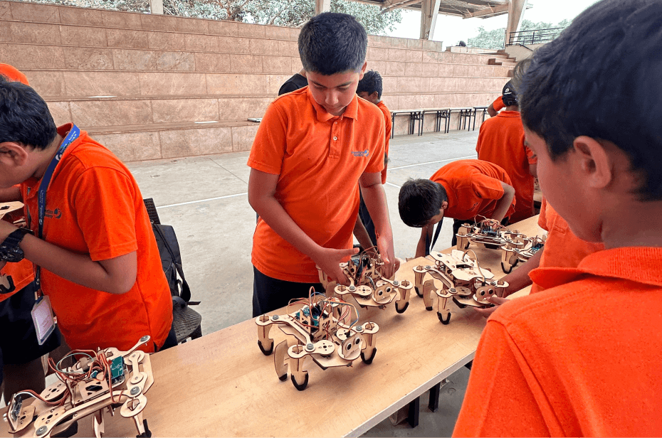 Students engaging in project-based learning at Sarjapur Campus
